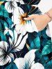 Flowers Tropical Leaf Print Surplice Hawaii Midi Dress -  