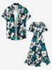 Flowers Tropical Leaf Print Surplice Hawaii Midi Dress -  