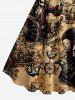 Pirate Skull Ship Rudder Anchor Cruise Print Hawaii Tank Dress - Bronze 2X