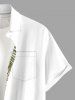 Plus Size Hibiscus Flower Tropical Leaf Print Buttons Pocket Hawaii Shirt For Men - Blanc 5XL