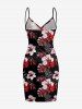Tropical Leaf Hibiscus Flower Print Hawaii Convertible Beach Cover Up - Rouge 1X