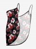 Tropical Leaf Hibiscus Flower Print Hawaii Convertible Beach Cover Up - Rouge 1X