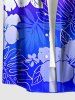 Tropical Leaf Hibiscus Flower Ombre Print Hawaii Button Pocket Shirt For Men - Bleu 5XL