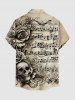 Skull Flower Music Symbol Print Hawaii Button Pocket Shirt For Men -  