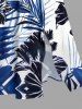 Tropical Leaf Hibiscus Flower Print Hawaii Split Pocket A Line Midi Dress - Bleu 5X