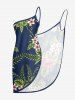 Tropical Leaf Hibiscus Flower Print Hawaii Convertible Beach Cover Up - Paon Bleu XS