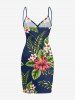 Tropical Leaf Hibiscus Flower Print Hawaii Convertible Beach Cover Up - Paon Bleu XS