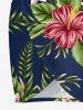 Tropical Leaf Hibiscus Flower Print Hawaii Convertible Beach Cover Up - Paon Bleu XS