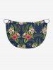 Tropical Leaf Hibiscus Flower Print Hawaii Convertible Beach Cover Up - Paon Bleu XS