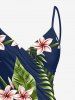 Tropical Leaf Hibiscus Flower Print Hawaii Convertible Beach Cover Up - Paon Bleu XS