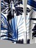 Tropical Leaf Hibiscus Flower Print Hawaii Button Pocket Shirt For Men - Bleu profond 3XL