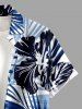 Tropical Leaf Hibiscus Flower Print Hawaii Button Pocket Shirt For Men - Bleu profond 3XL