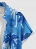 Plus Size Coconut Tree Print Hawaii Button Pocket Shirt For Men -  