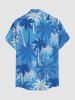 Plus Size Coconut Tree Print Hawaii Button Pocket Shirt For Men -  