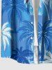 Plus Size Coconut Tree Print Hawaii Button Pocket Shirt For Men -  