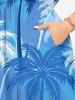Coconut Tree Print Hawaii Split Pocket A Line Midi Dress -  