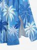 Coconut Tree Print Hawaii Split Pocket A Line Midi Dress -  