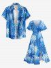 Coconut Tree Print Hawaii Split Pocket A Line Midi Dress -  