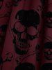 Gothic Plus Size Ruched Braided Panel Skulls Flocking Mesh Tank Dress - Rouge Vineux L | US 12