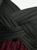 Gothic Plus Size Ruched Braided Panel Skulls Flocking Mesh Tank Dress - Rouge Vineux L | US 12