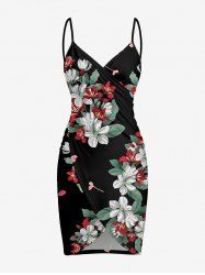 Flower Leaf Print Hawaii Convertible Beach Cover Up - Noir XS