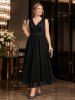 Robe débardeur texturée à volants et fronces, grande taille, avec ceinture à boucle - Noir 5x | US 30-32