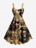 Pirate Skull Ship Rudder Anchor Cruise Print Matching Hawaii Beach Outfit For Couples - Bronze 