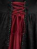 Lace-up Rivet Crisscross Strapy Plisse Tank Top and Skulls Flocking Skinny Leggings Plus Size Outfit - Noir 