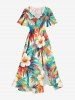 Hibiscus Flower Coconut Tree Print Matching Hawaii Beach Outfit For Couples -  