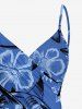 Cache-maillot de plage convertible hawaïen à imprimé fleurs, feuilles et requins - Bleu S