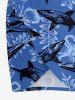Cache-maillot de plage convertible hawaïen à imprimé fleurs, feuilles et requins - Bleu S