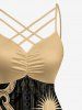 Turtle Sun Ethnic Graphic Print Hawaii Ruched Crisscross Strappy A Line Dress -  