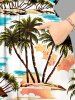 Coconut Tree Flower Sea Sailboat Print Hawaii Split Pocket A Line Midi Dress -  