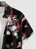 Flower Leaf Print Hawaii Button Pocket Shirt For Men - Noir 6XL