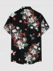 Flower Leaf Print Hawaii Button Pocket Shirt For Men - Noir 6XL