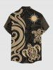 Turtle Sun Ethnic Graphic Print Hawaii Button Pocket Shirt For Men -  