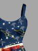 Coconut Tree Patriotic American Flag Print Hawaii A Line Dress -  