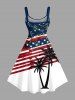 Coconut Tree Patriotic American Flag Print Hawaii A Line Dress -  