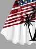 Coconut Tree Patriotic American Flag Print Hawaii A Line Dress -  