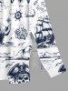 Skull Pirate Sailboat Octopus Lighthouse Print Hawaii Cruise Split Pocket A Line Midi Dress - Blanc 6X