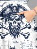 Skull Pirate Sailboat Octopus Lighthouse Print Hawaii Cruise Split Pocket A Line Midi Dress - Blanc 6X