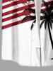 Coconut Tree Patriotic American Flag Print Hawaii Button Pocket Shirt For Men -  