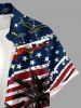 Coconut Tree Patriotic American Flag Print Hawaii Button Pocket Shirt For Men -  