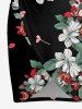 Flower Leaf Print Hawaii Convertible Beach Cover Up - Noir XS