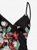 Flower Leaf Print Hawaii Convertible Beach Cover Up - Noir XS