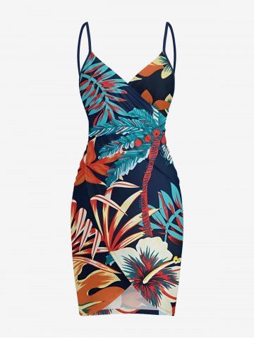 Coconut Tree Hibiscus Flower Leaf Print Convertible Hawaii Beach Cover