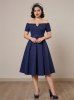 Plus Size Rose Flower Jacquard Embroidery A Line Dress with Removable Belt and Shoulder Strap -  