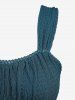Robe trapèze unie texturée à lacets avec poches - Paon Bleu M