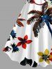 Coconut Tree Flowers Tropical Leaf Print Hawaii Tank Dress - Blanc 5X