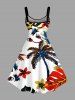 Coconut Tree Flowers Tropical Leaf Print Hawaii Tank Dress - Blanc 5X